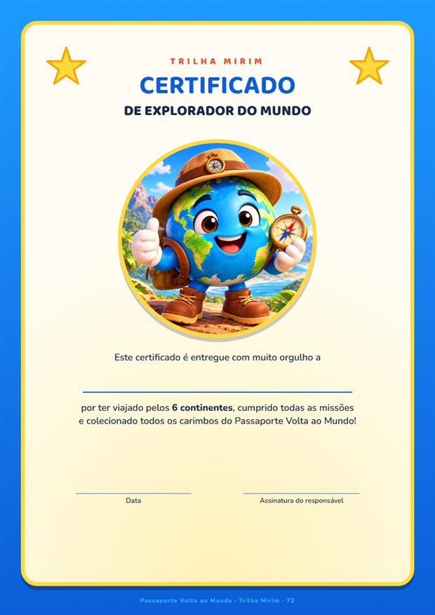 Certificado de Explorador do Mundo